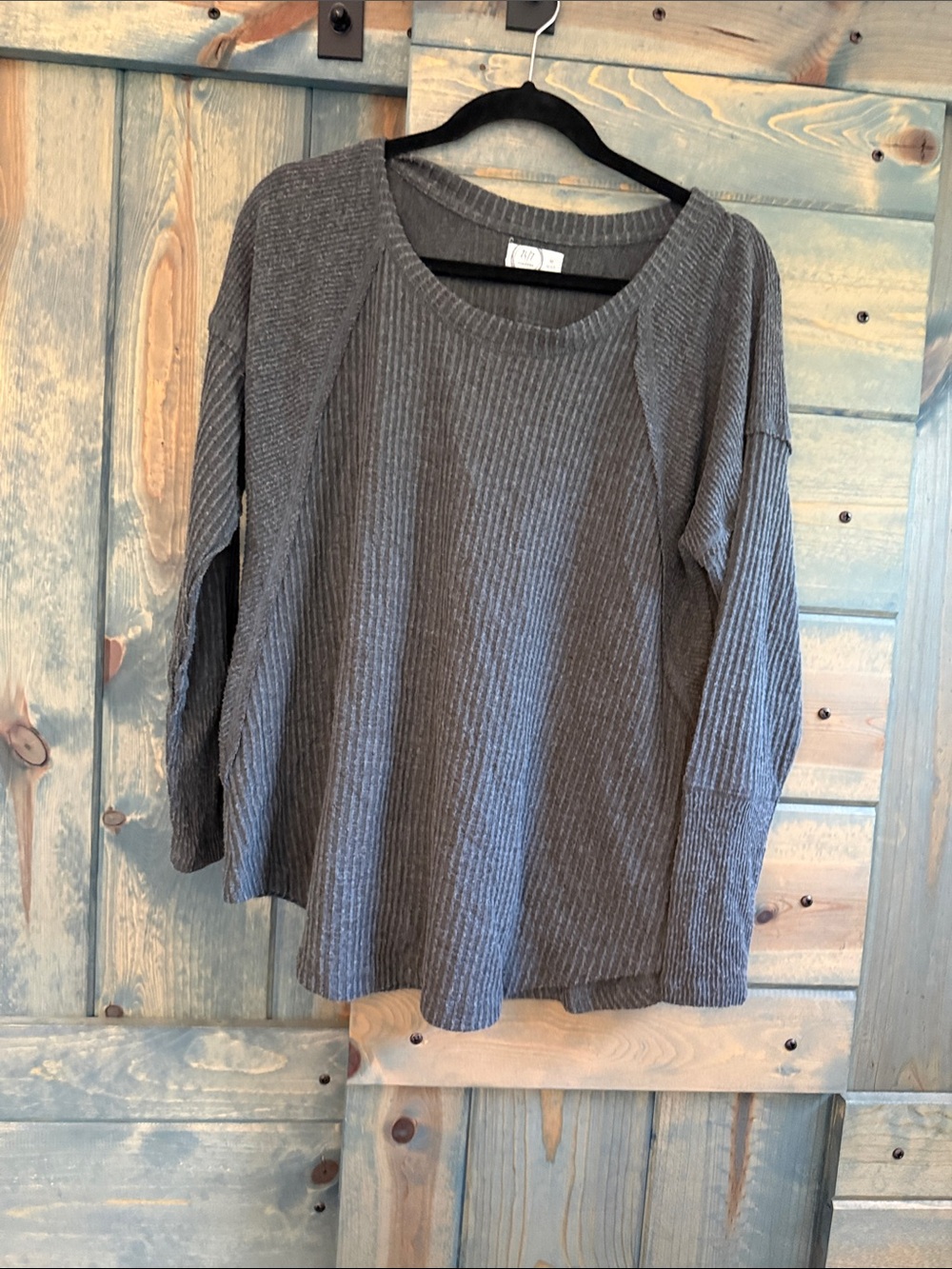 Maurices Charcoal Ribbed Scoop Neck Top